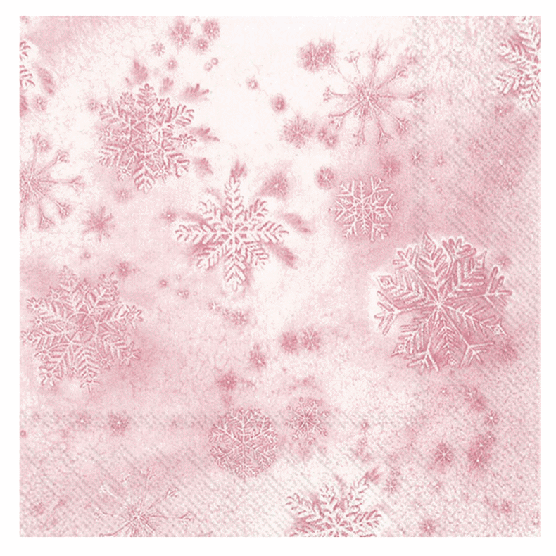 IHR Crystals Light Rose Snowflakes Lunch Napkins